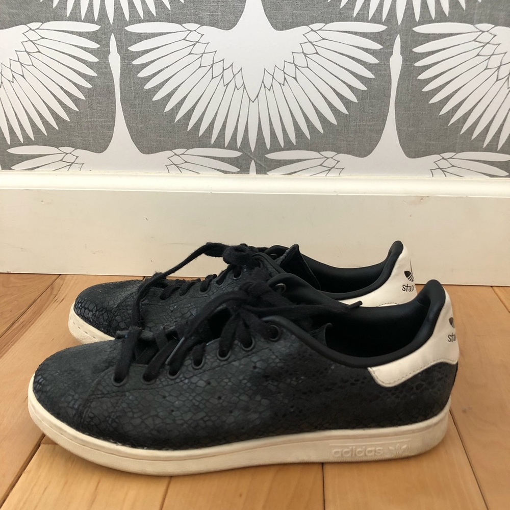 Woman’s adidas snake skin Stan smiths.